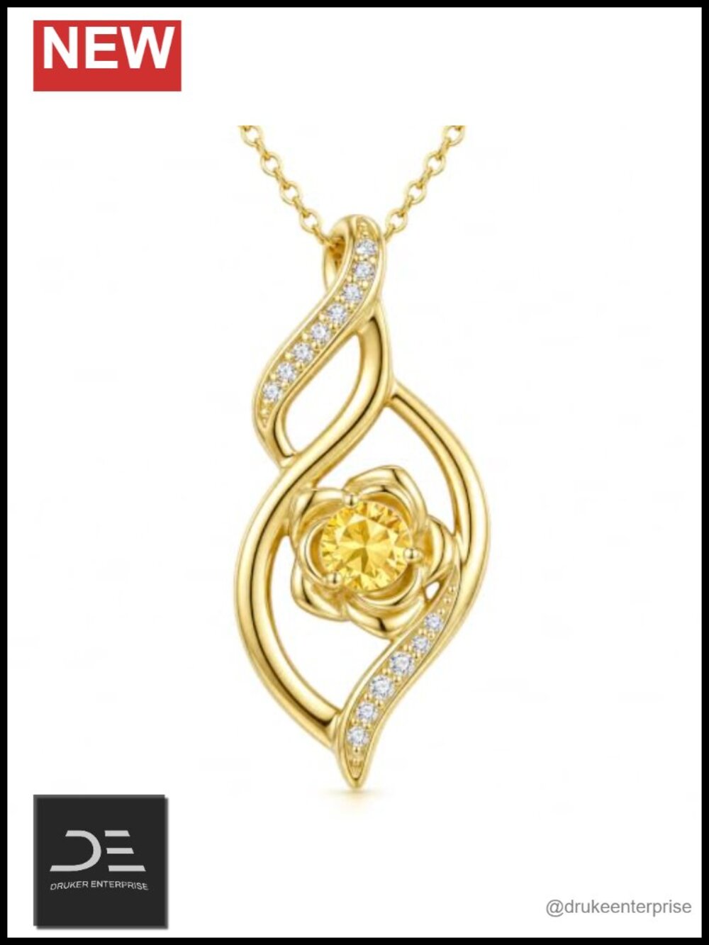 Rose Birthstone Infinity Pendant Necklace